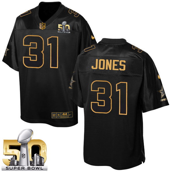 Men's Dallas Cowboys #31 Byron Jones Elite Black Pro Line Gold Collection NFL Jersey