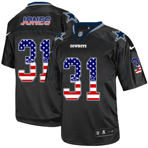 Men's Dallas Cowboys #31 Byron Jones Elite Black USA Flag Fashion NFL Jersey
