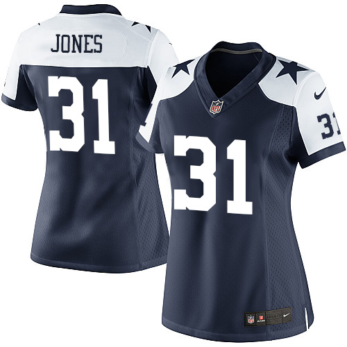 Women's Dallas Cowboys #31 Byron Jones Elite Navy Blue Throwback Alternate NFL Jersey