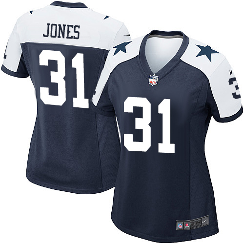 Women's Dallas Cowboys #31 Byron Jones Game Navy Blue Throwback Alternate NFL Jersey