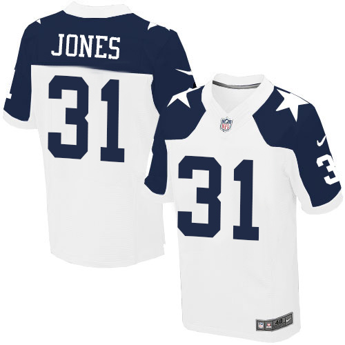 Men's Dallas Cowboys #31 Byron Jones Elite White Throwback Alternate NFL Jersey