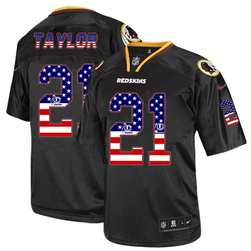Men's Washington Redskins #21 Sean Taylor Elite Black USA Flag Fashion NFL Jersey