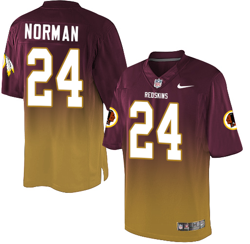 Men's Washington Redskins #24 Josh Norman Limited Burgundy Red/Gold Fadeaway NFL Jersey