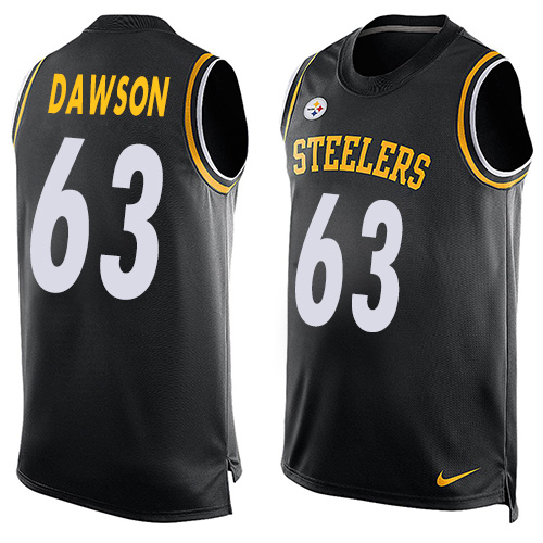 Men's Pittsburgh Steelers #63 Dermontti Dawson Limited Black Player Name & Number Tank Top NFL Jersey