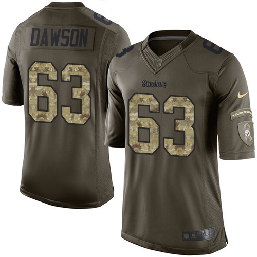 Men's Pittsburgh Steelers #63 Dermontti Dawson Limited Green Salute to Service NFL Jersey