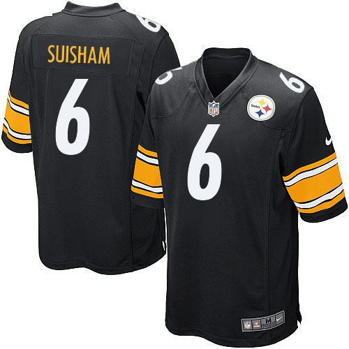 Men's Pittsburgh Steelers #6 Shaun Suisham Game Black Team Color NFL Jersey